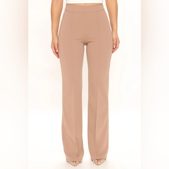 COPY - Fashion Nova Victoria High Waisted Dress Pants Taupe - Tall Inseam - Picture 4 of 8